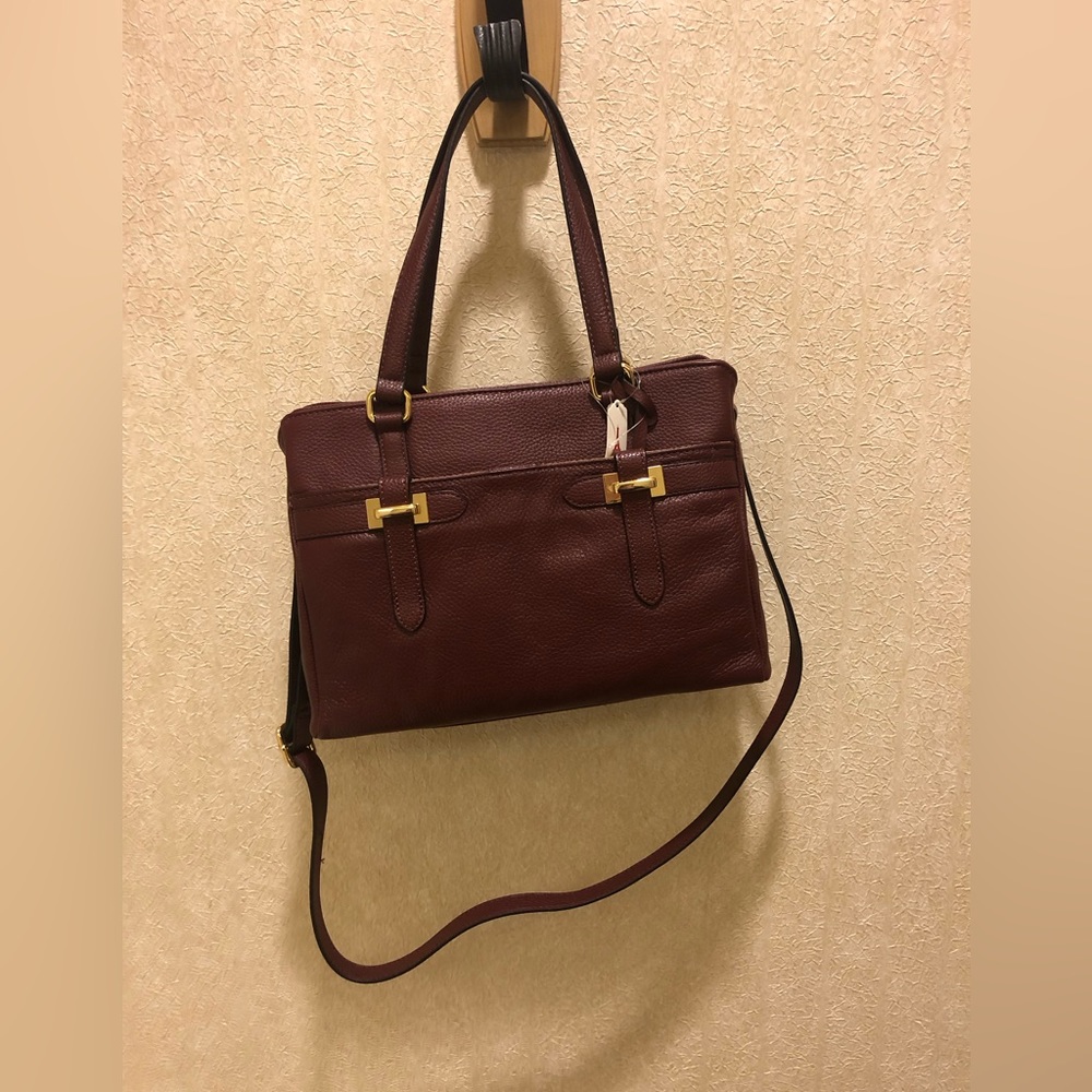 Giani Bernini Handbag Burgundy Leather Pebble Bridle Shoulder Bag Purse NWT